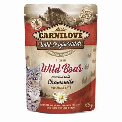 Carnilove Katzenfutter Pouch Wildschwein – 24×85 g, mit Kamille