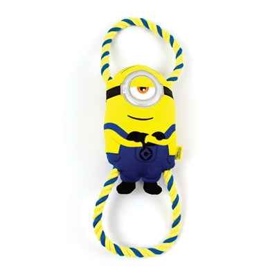 Hundespielzeug Minions Plüsch Stuart mit Seilschlaufen – 38 cm