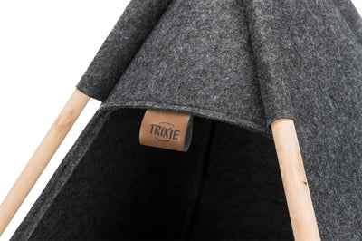 Trixie Katzenkorb Tipi Filz Anthrazit – Katzenzelt mit Plüschkissen 55×65 cm