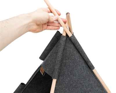 Trixie Katzenkorb Tipi Filz Anthrazit – Katzenzelt mit Plüschkissen 55×65 cm