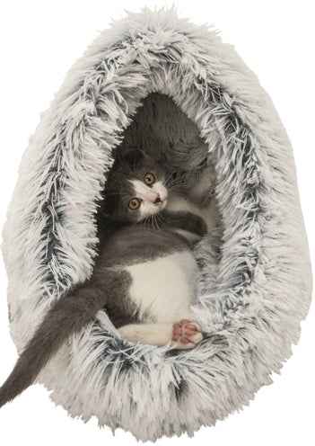 Trixie Katzenkorb Iglu Harvey – Grau/Weiß-Schwarz 41×35×26 cm