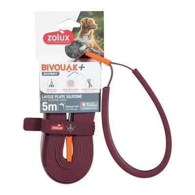Hunde-Schleppleine Bivouak Silikon Rot – 5 m × 1,5 cm