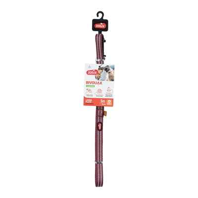 Hunde-Schleppleine Bivouak Flach Silikon Rot – 5 m × 1,5 cm