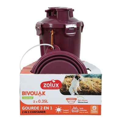 Zolux Bvk 2In1 Reiseset Flasche Mit Fress- Und Trinknapf Rot